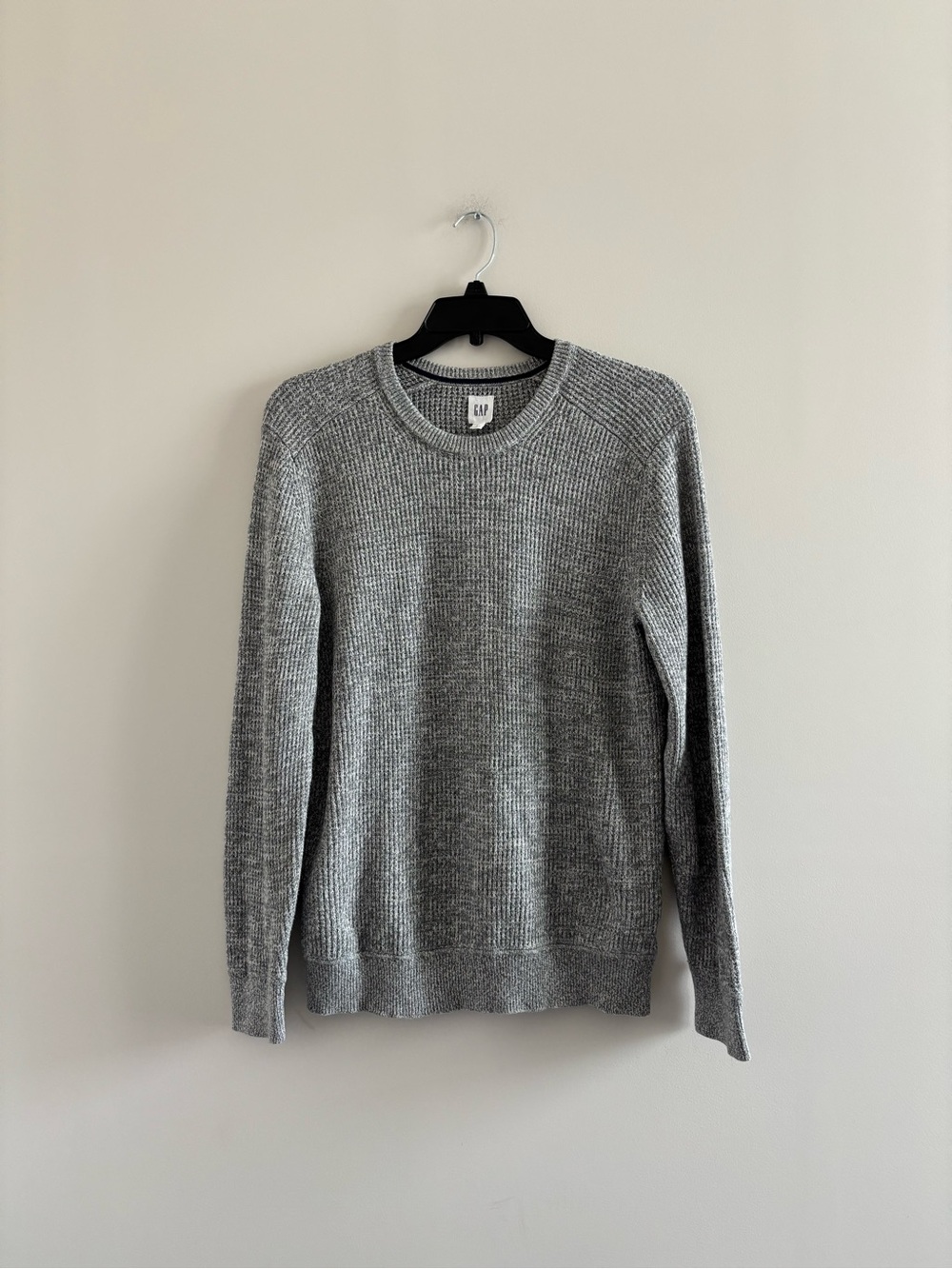 GAP Sweater Gray Cotton Oversized Crew Neck Long Sleeve Men Small Preppy Classic